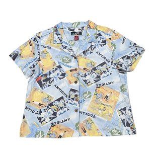 La Cabana‎ Hawaiian Shirt Women's Sz L Antigua Button Up Casual Multicolor